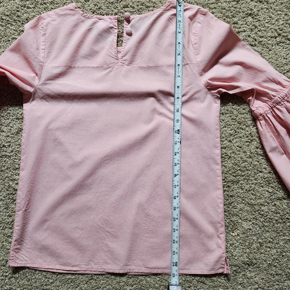 J.Crew womens bell sleeve blouse with ties. Size XS Color light pink - Picture 10 of 15